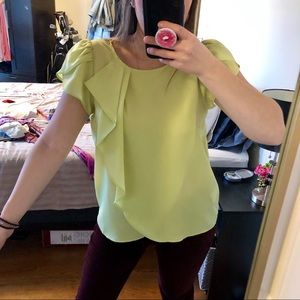 BCBGeneration Lime Green Ruffle Blouse
